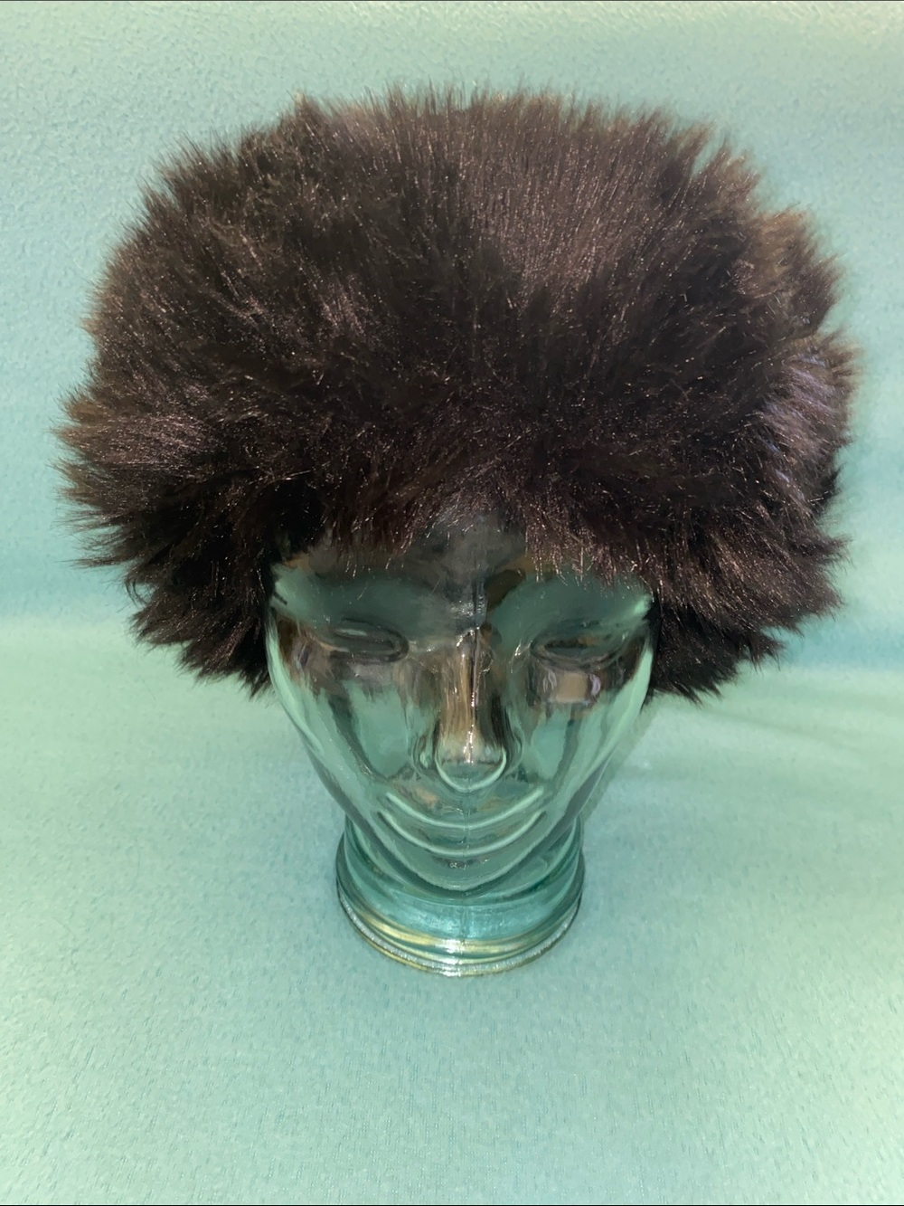 Russian fur trapper style winter faux fur hat quilted lining black size OSFA